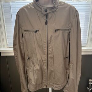 Banana Republic Tan Lightweight Shirt Jacket with Stand-up Collar